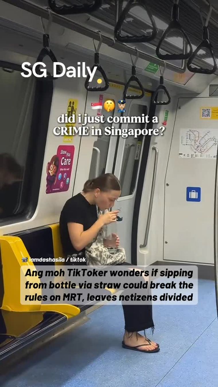 TikToker asks whether sipping from a bottle via a straw breaks MRT rules