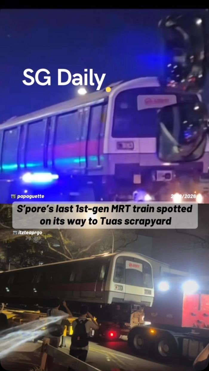 Singapore's Last 1st-Gen MRT Train Spotted on Its Way to Tuas Scrapyard