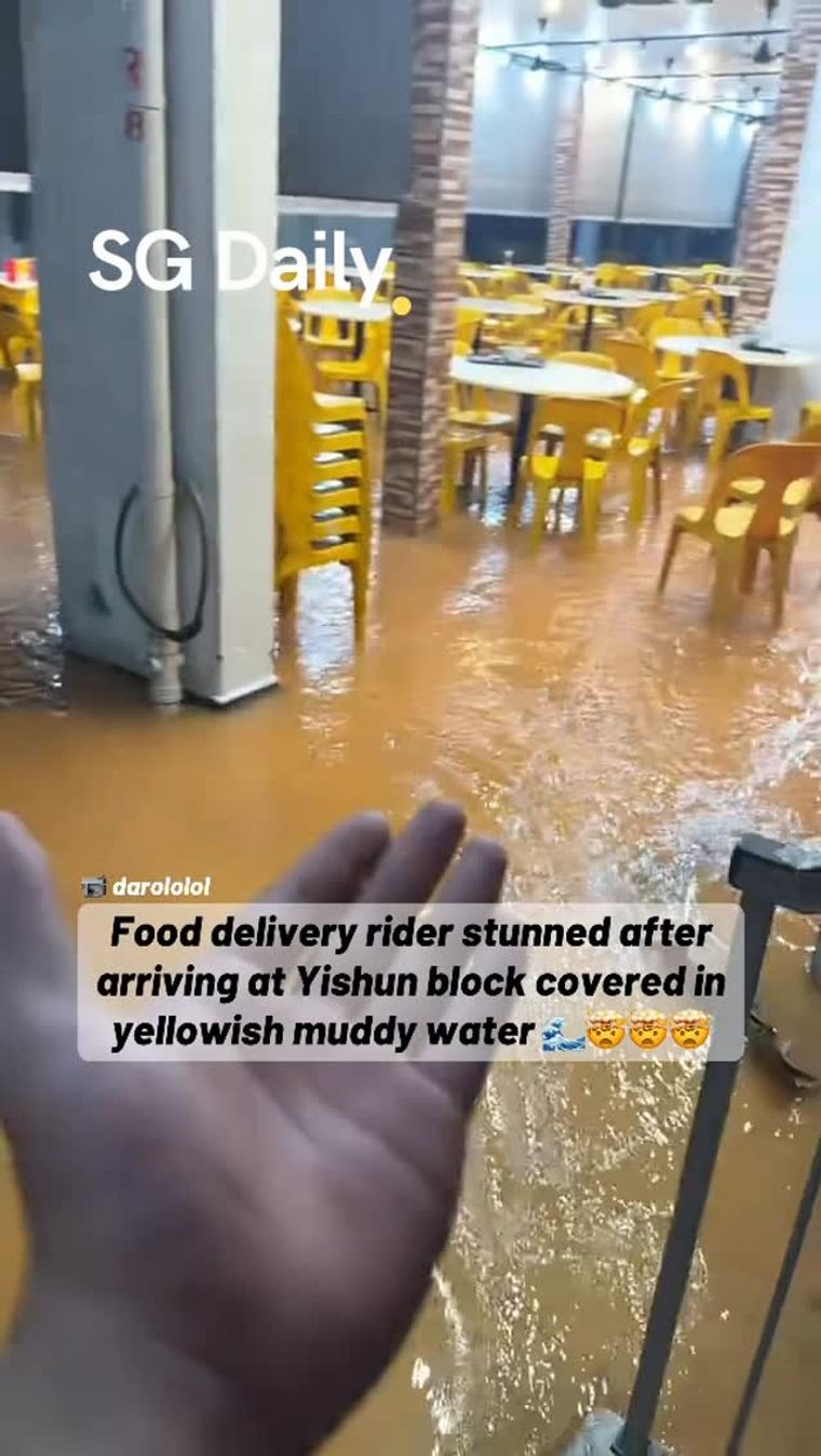 Food delivery rider finds Yishun block flooded with muddy water