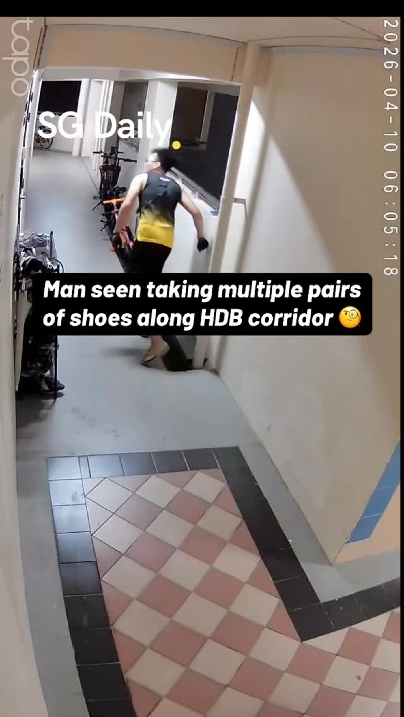 Man caught on CCTV taking shoes from Woodlands flat and throwing them down chute