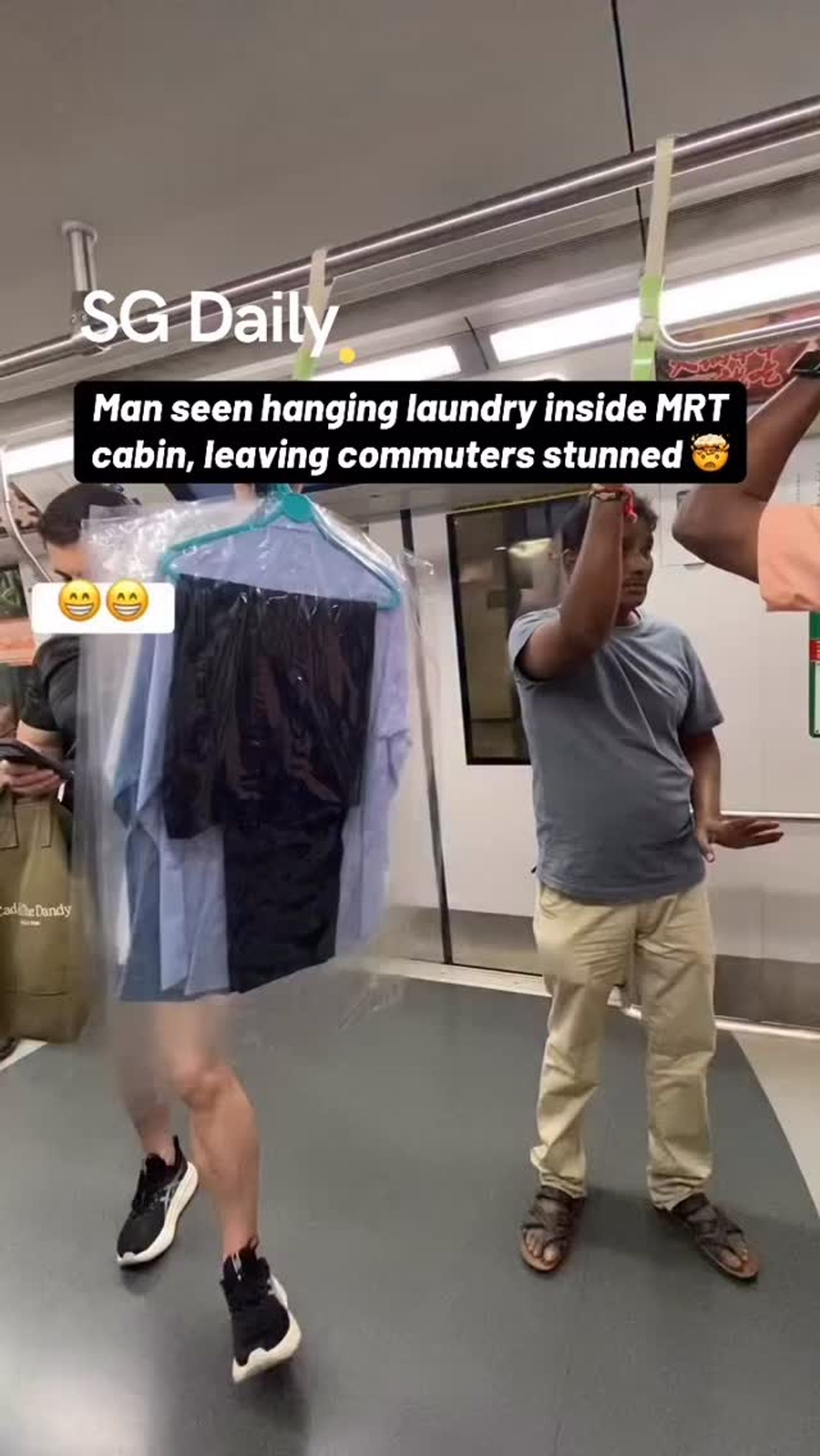 Man Seen Hanging Laundry Inside MRT Cabin