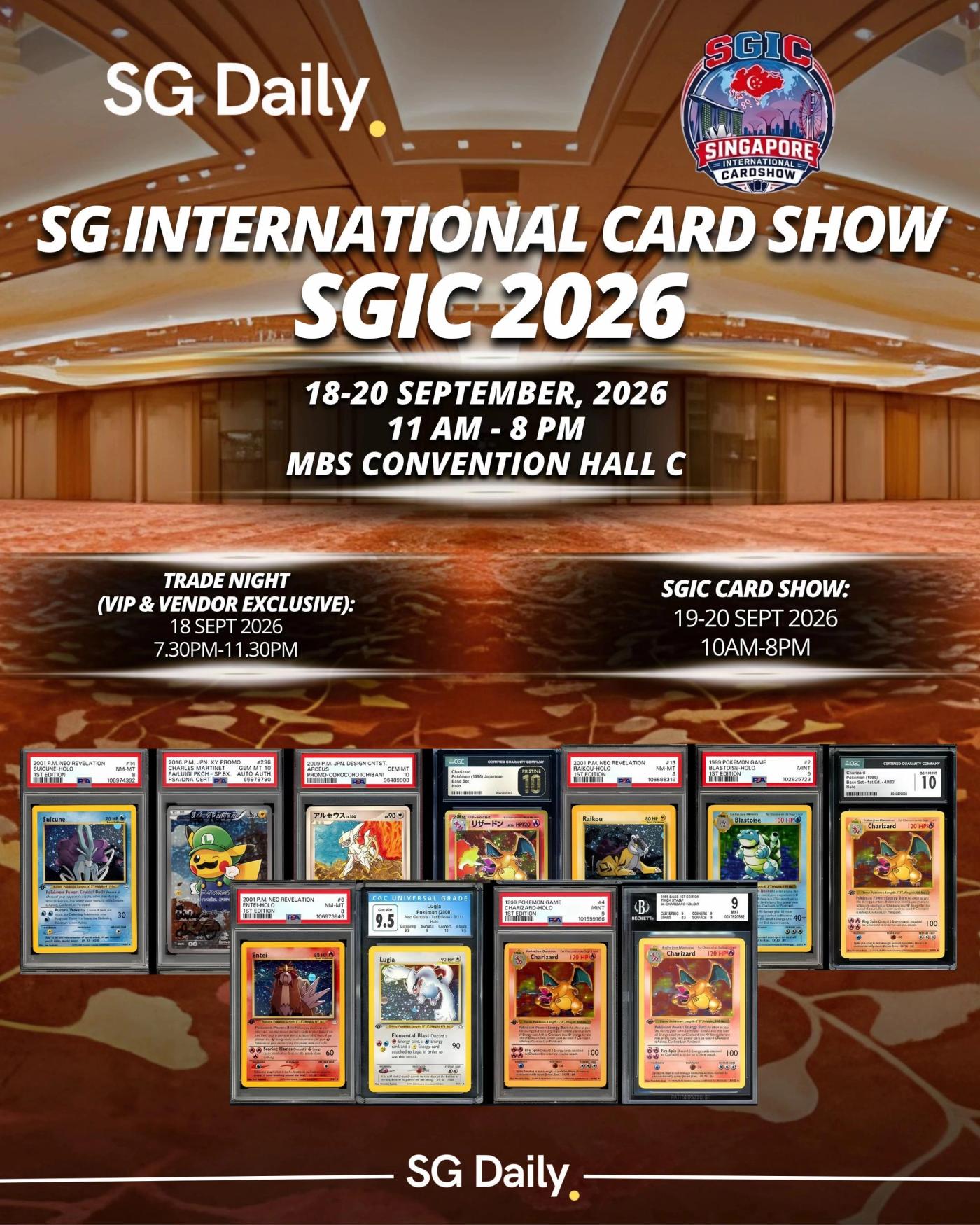 Singapore International Card Show 2026 runs at MBS from 18 to 20 September