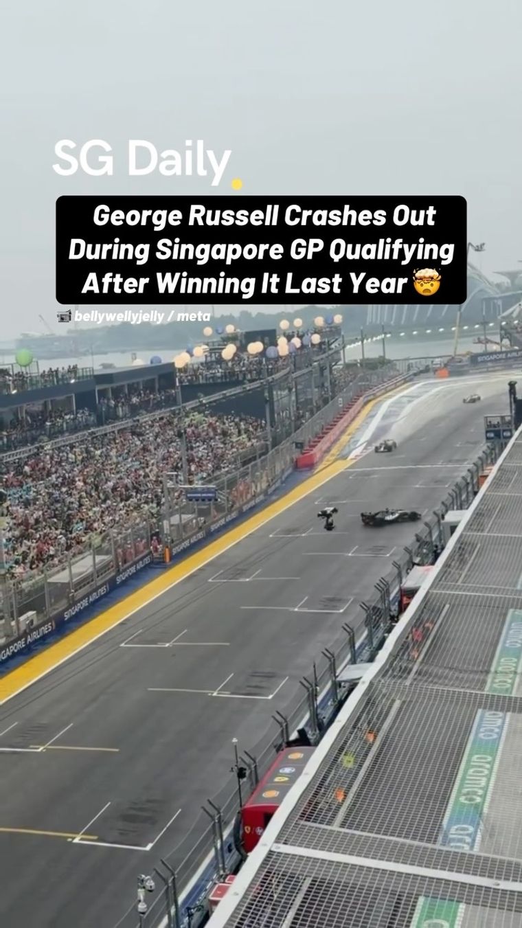 George Russell crashes out while leading Singapore GP Sprint