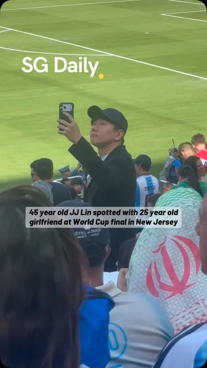 45 year old JJ Lin spotted with 25 year old girlfriend at World Cup final in New Jersey