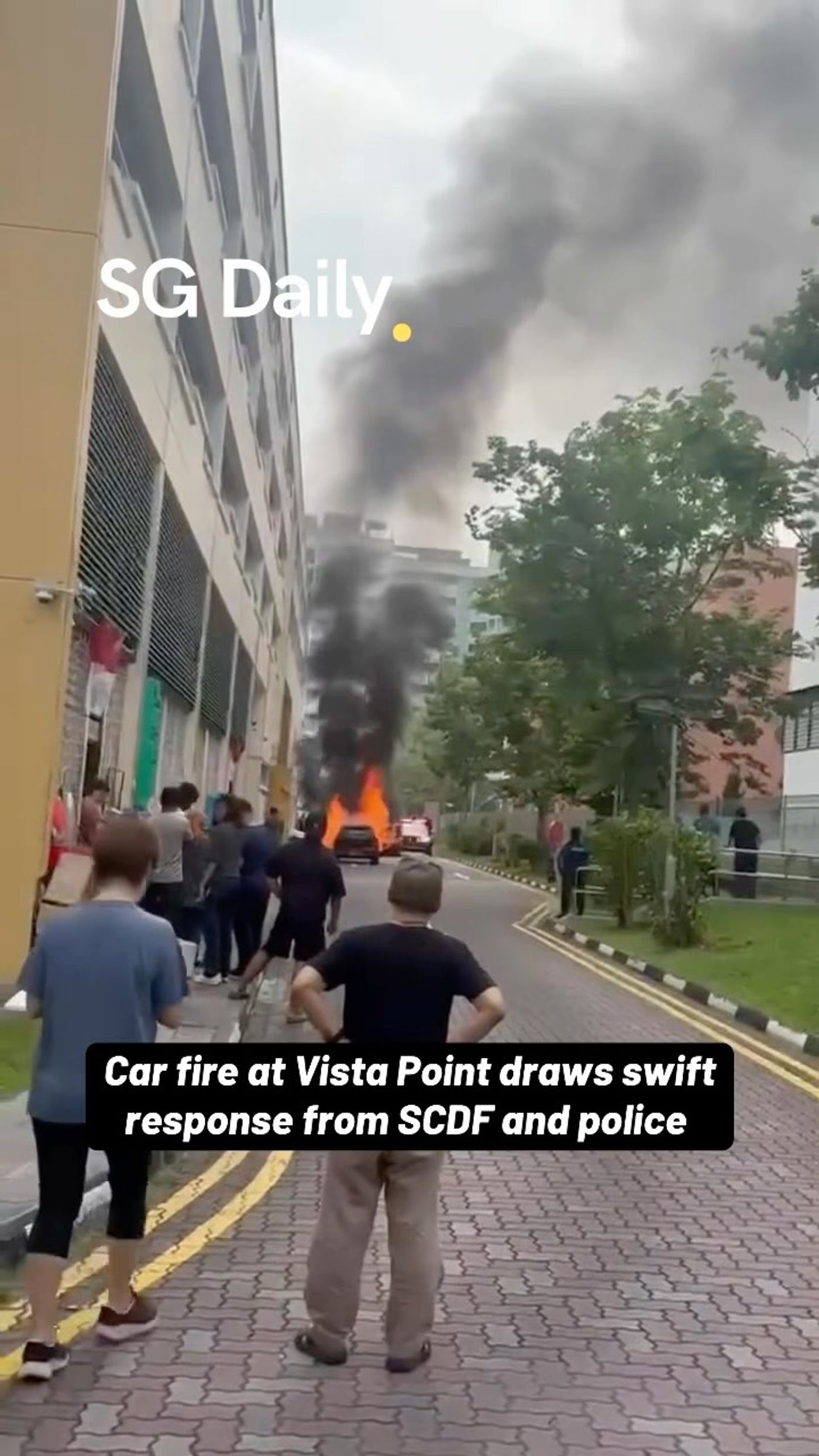 Car fire at Vista Point draws swift response from SCDF and police