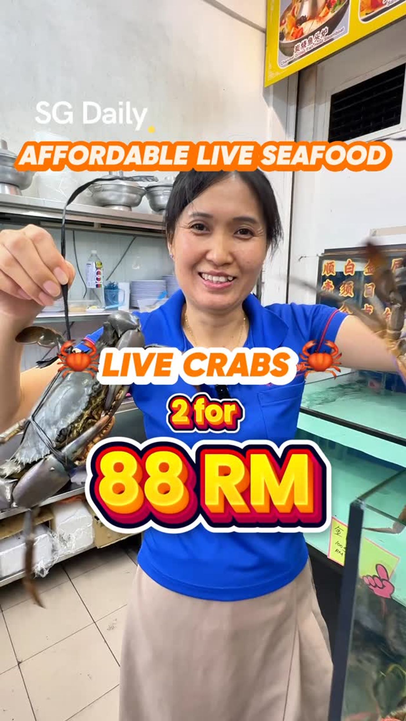 Lucky Luck Seafood in JB advertised two live crabs for RM88