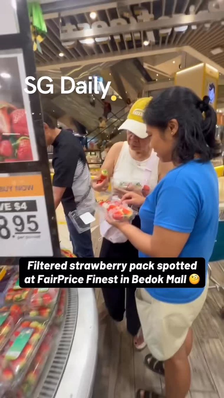 Filtered strawberry pack spotted at FairPrice Finest in Bedok Mall