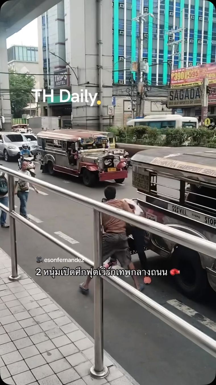 Two men circle each other during roadside standoff