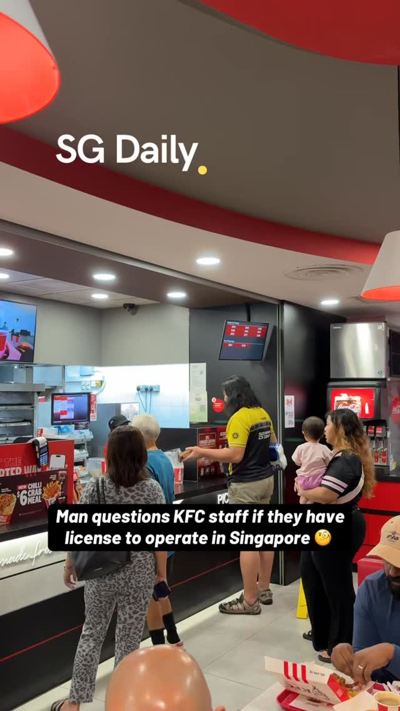 Customer at KFC outlet demands to know if staff have a licence to operate