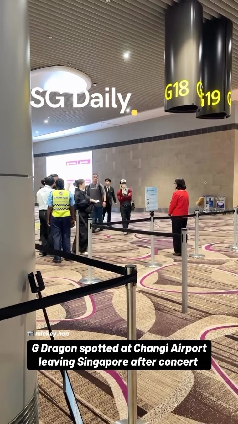 G-Dragon spotted at Changi Airport leaving Singapore after concert