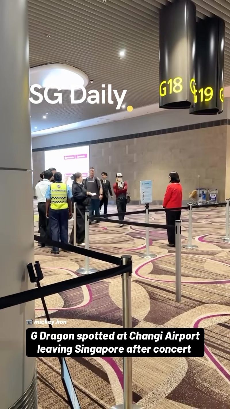 G-Dragon spotted at Changi Airport leaving Singapore after concert