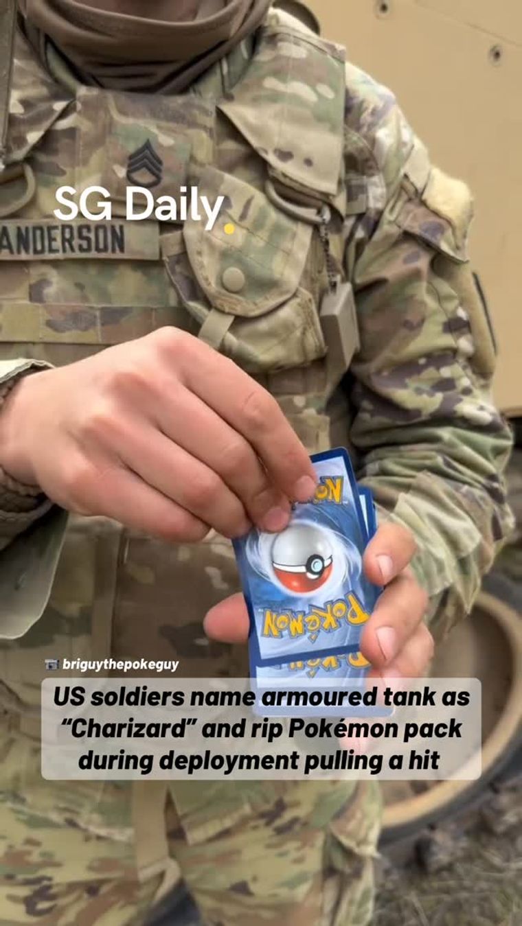 Soldiers name armoured vehicle Charizard and open a Pokemon pack on deployment
