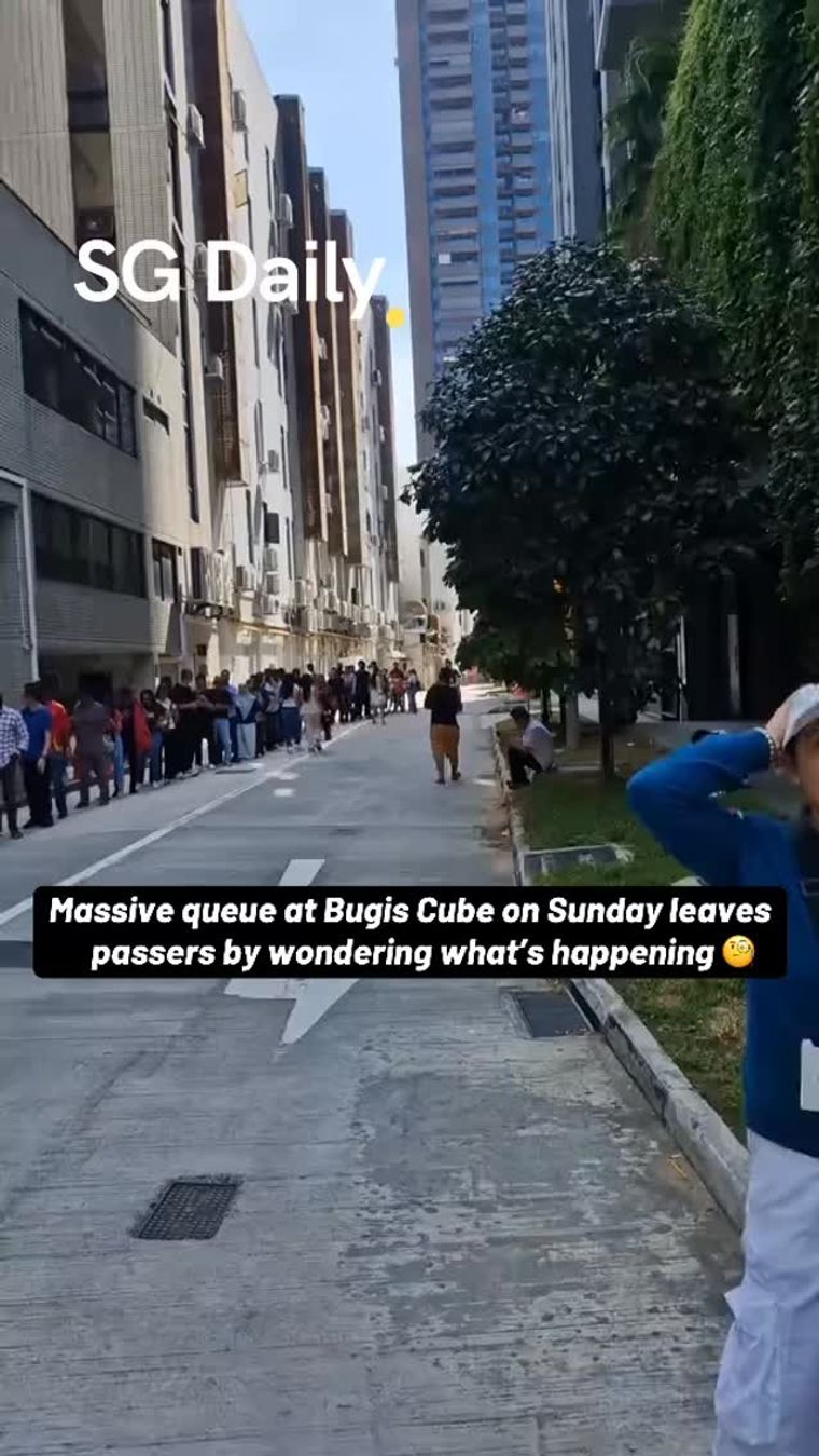 Massive queue forms outside Bugis Cube on Sunday