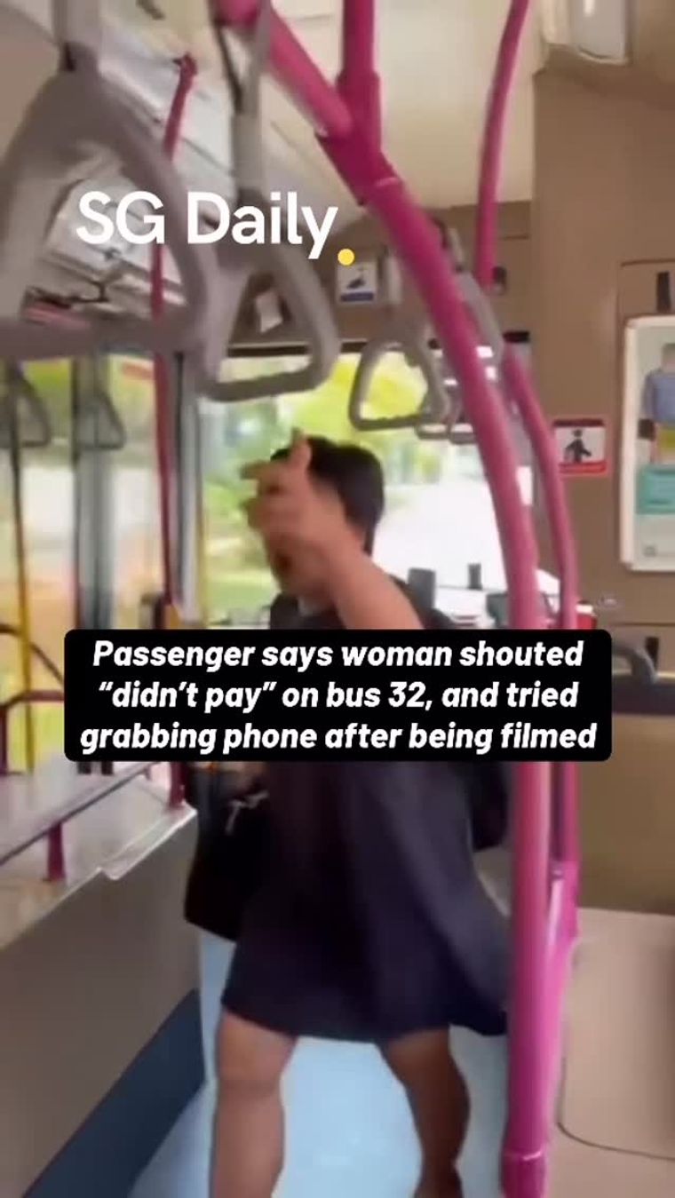 Passenger says woman shouted "didn't pay" on bus 32 and tried grabbing her phone after being filmed