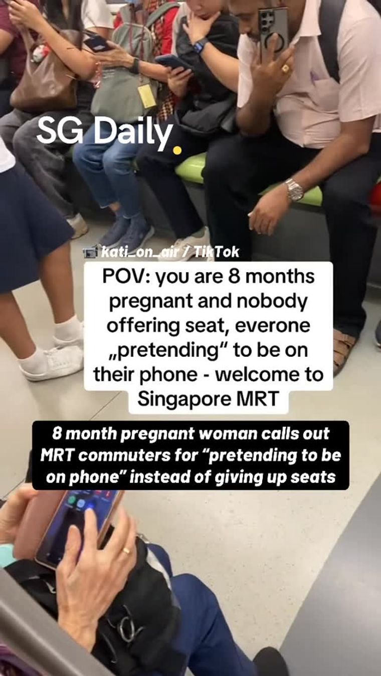 Pregnant woman calls out MRT commuters over seats