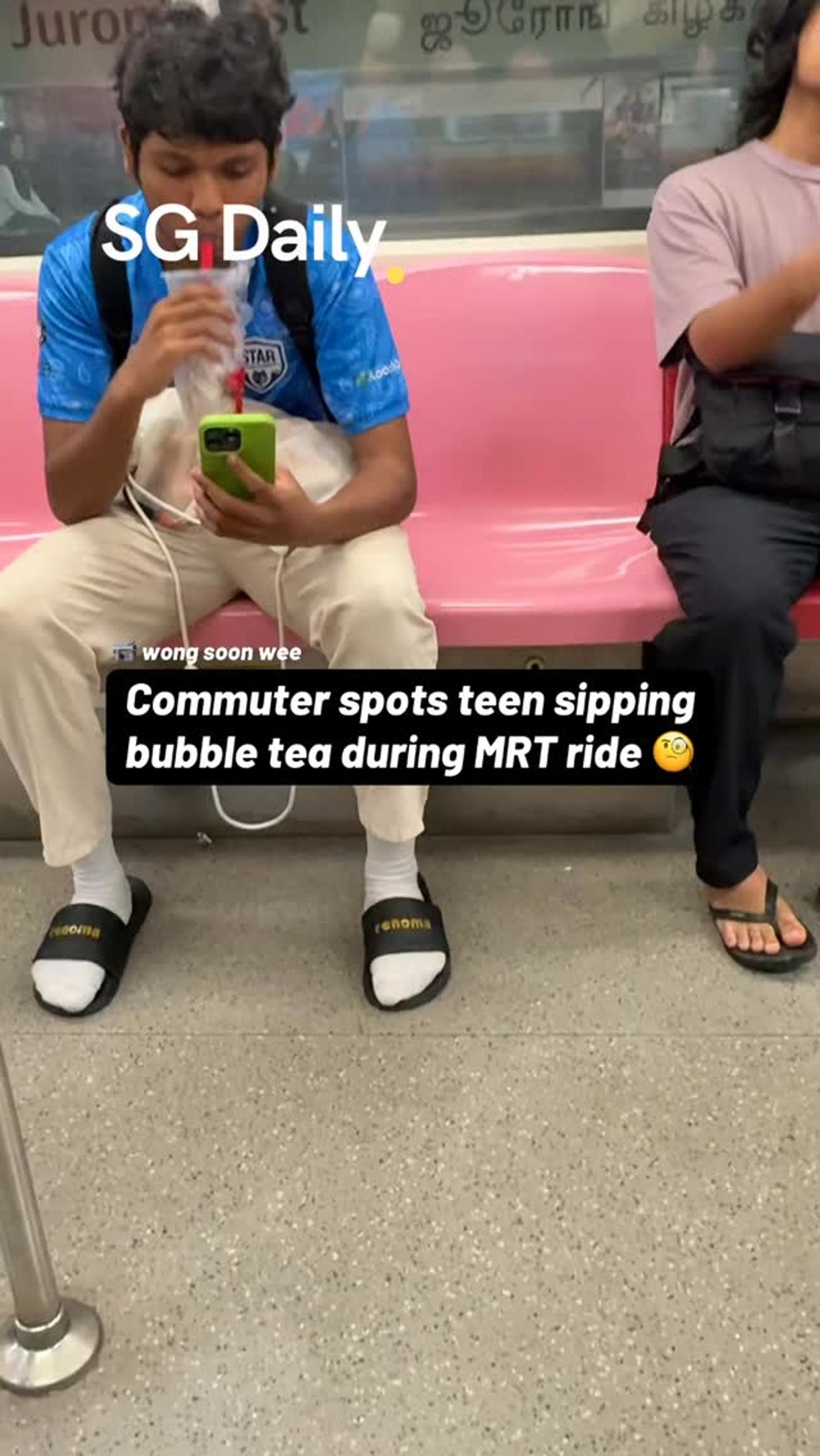 Commuter spots teen sipping bubble tea during MRT ride