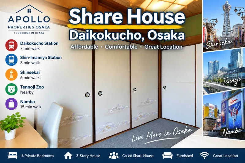 Fully furnished apartmenst in osaka for expats and foreigners in dowtown osaka apollo properties osaka japan