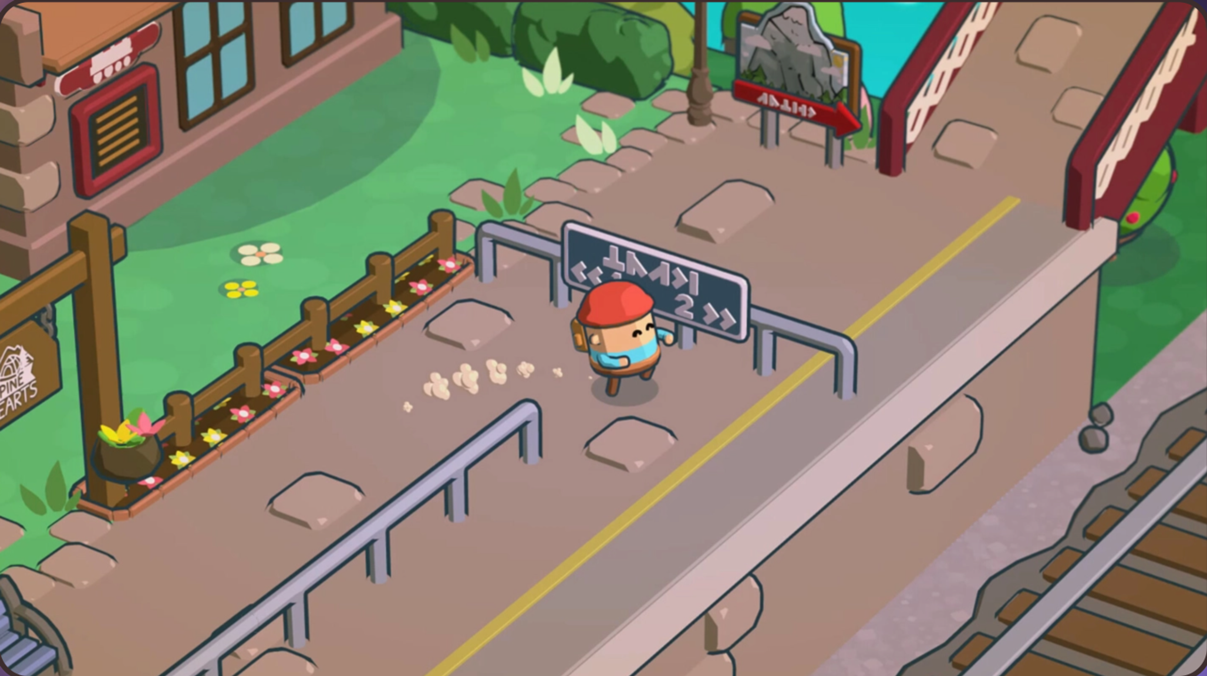 A scene from Pine Hearts, showing Tyke exploring the world