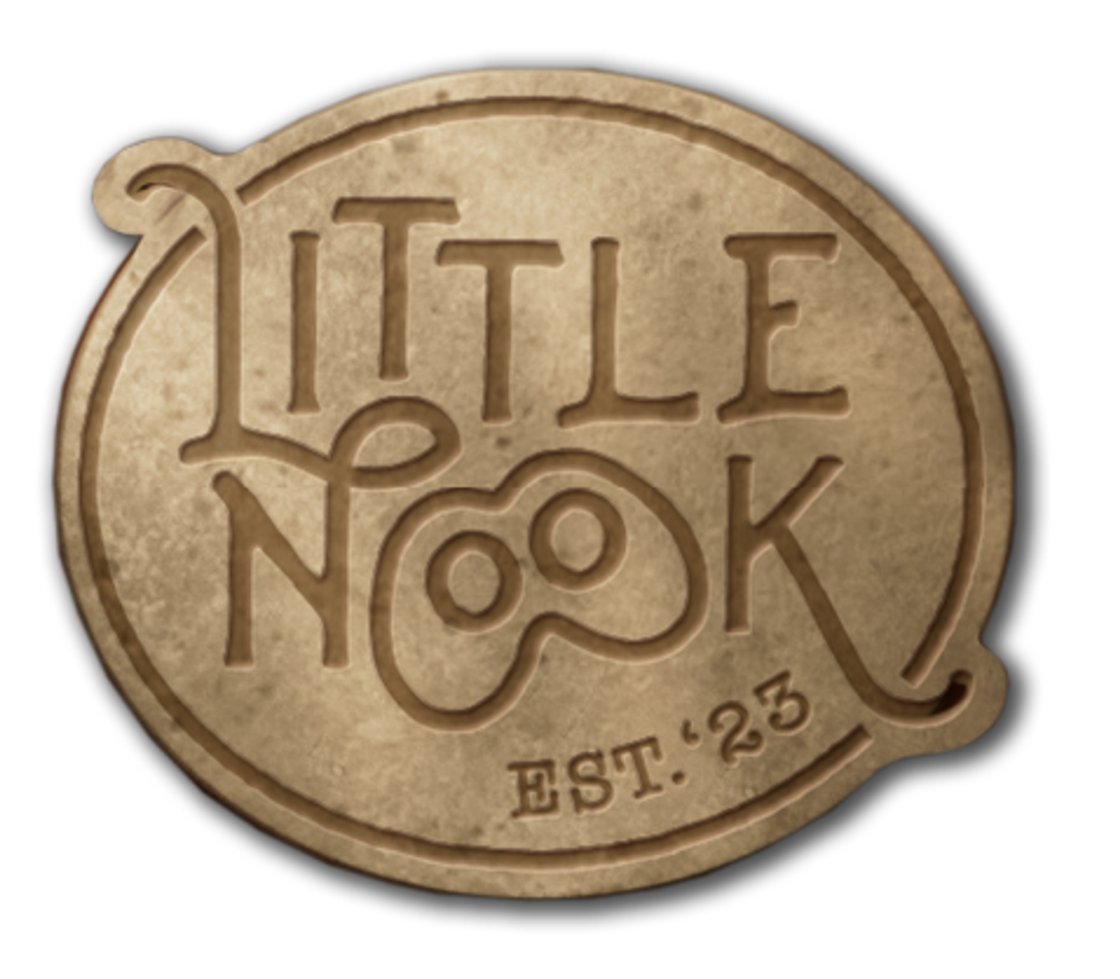 Little nook logo in gold and brass colours
