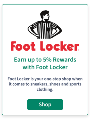 Screenshot of Super-Rewards Foot Locker retailer tile