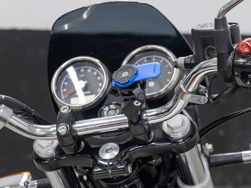 Soporte de cámara para manillar de motocicleta con 1/4 giratorio de 360  Abrazadera pequeña estándar perfke soporte de cámara de moto