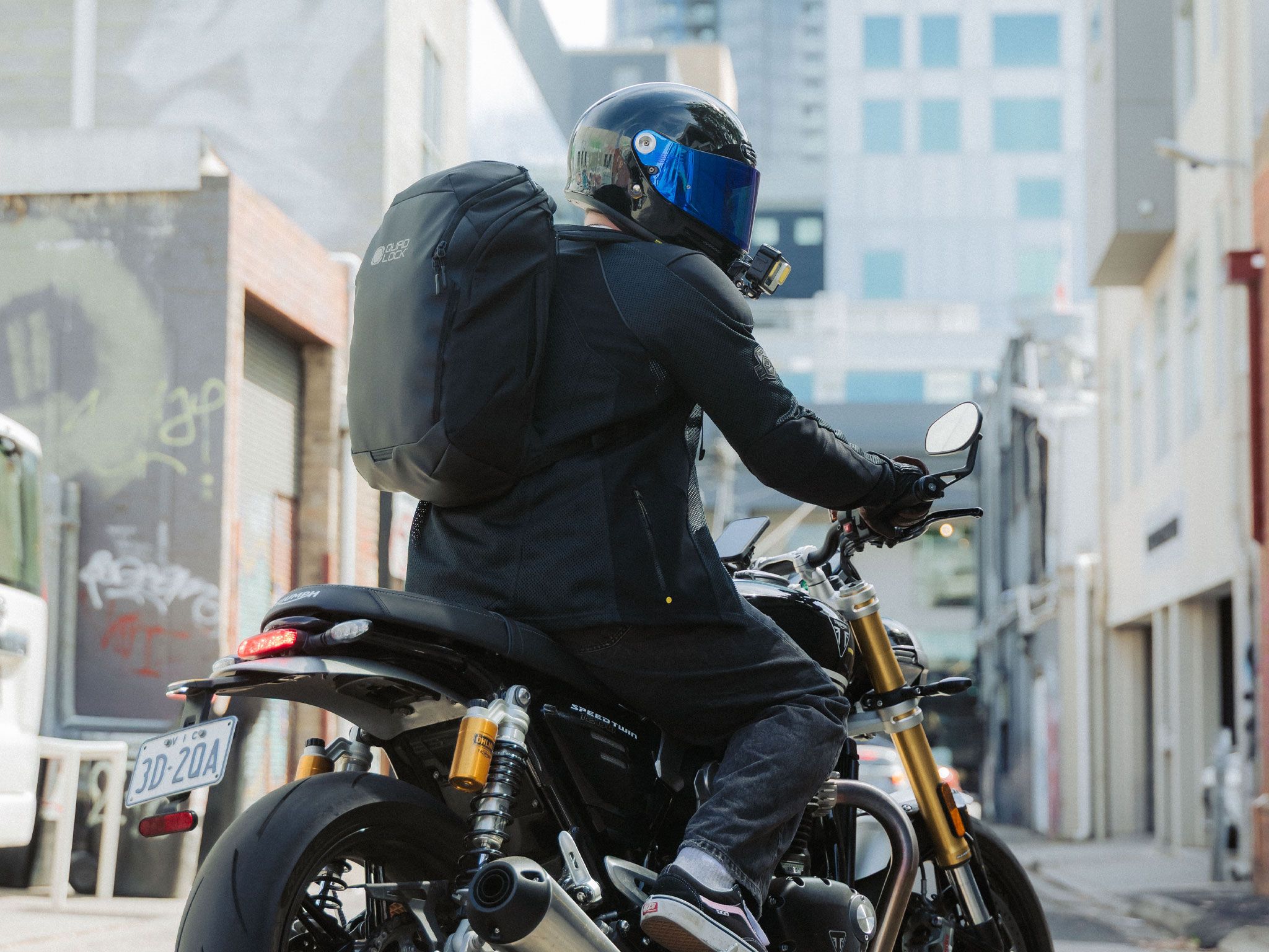 black leather motorcycle backpack Waxed Canvas Backpack, – Indian Orange County A spacious main compartment Waterproof Motorcycle Backpack - Blackout