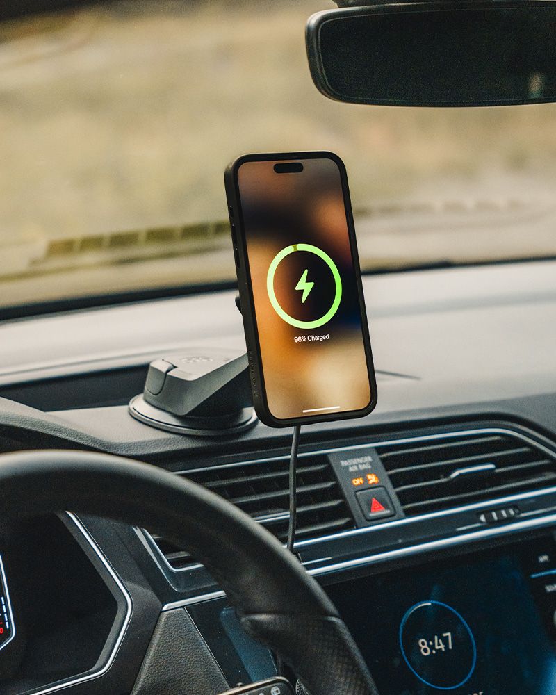 Quad Lock Support Ventouse Pour Téléphone De Voiture Pour Pare-Brise/Tableau De Bord Avec Tête De Charge Sans Fil MAG V2 Et Coque MAG Pour Galaxy S23 Plus