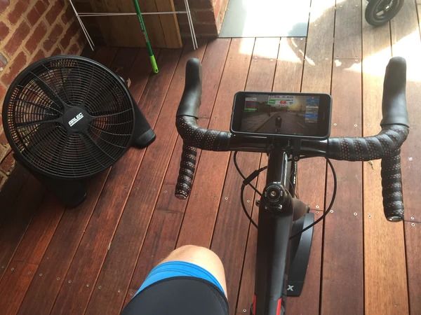 Indoor Cycle training using Zwift iOS and Quad Lock Quad Lock