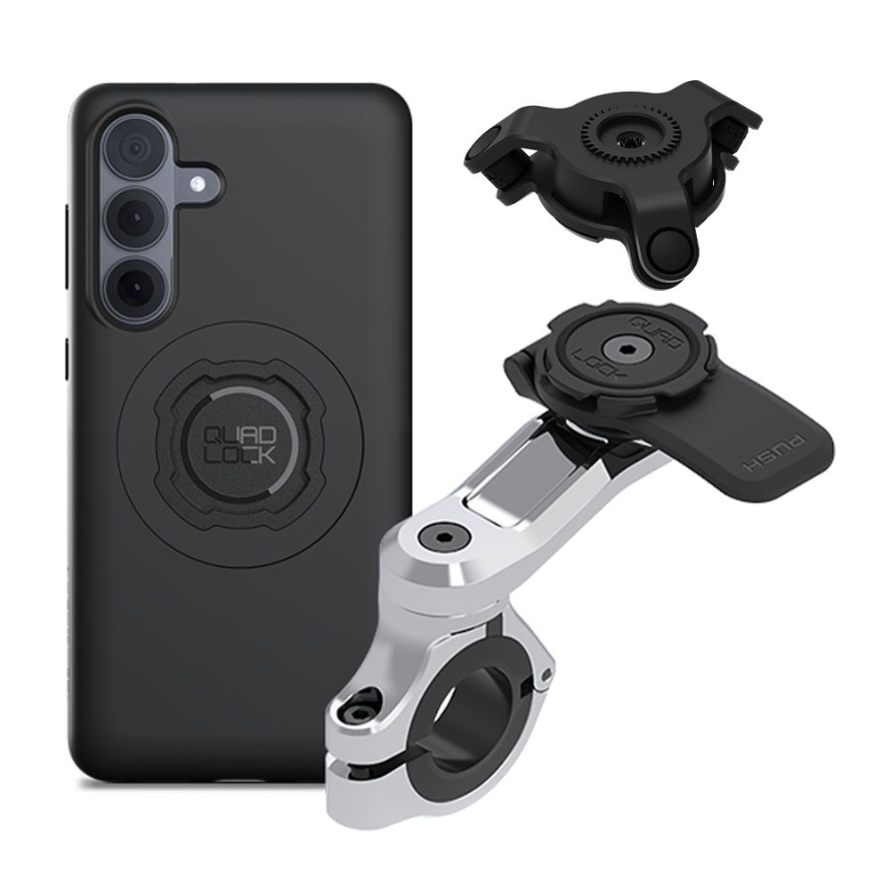 Quad Lock Motorcycle Handlebar Phone Mount PRO Chrome Kit with