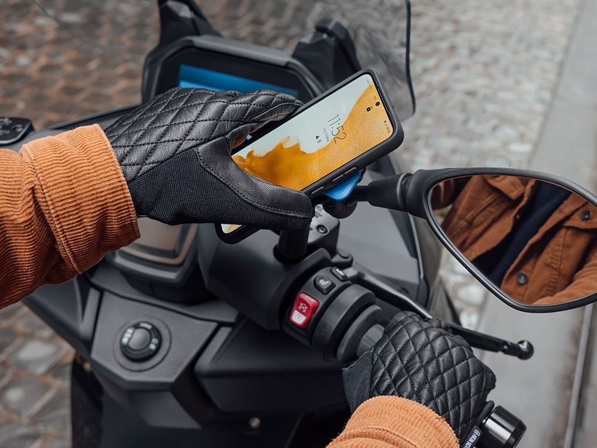 amahousse Support téléphone moto-scooter avec attache rétroviseur