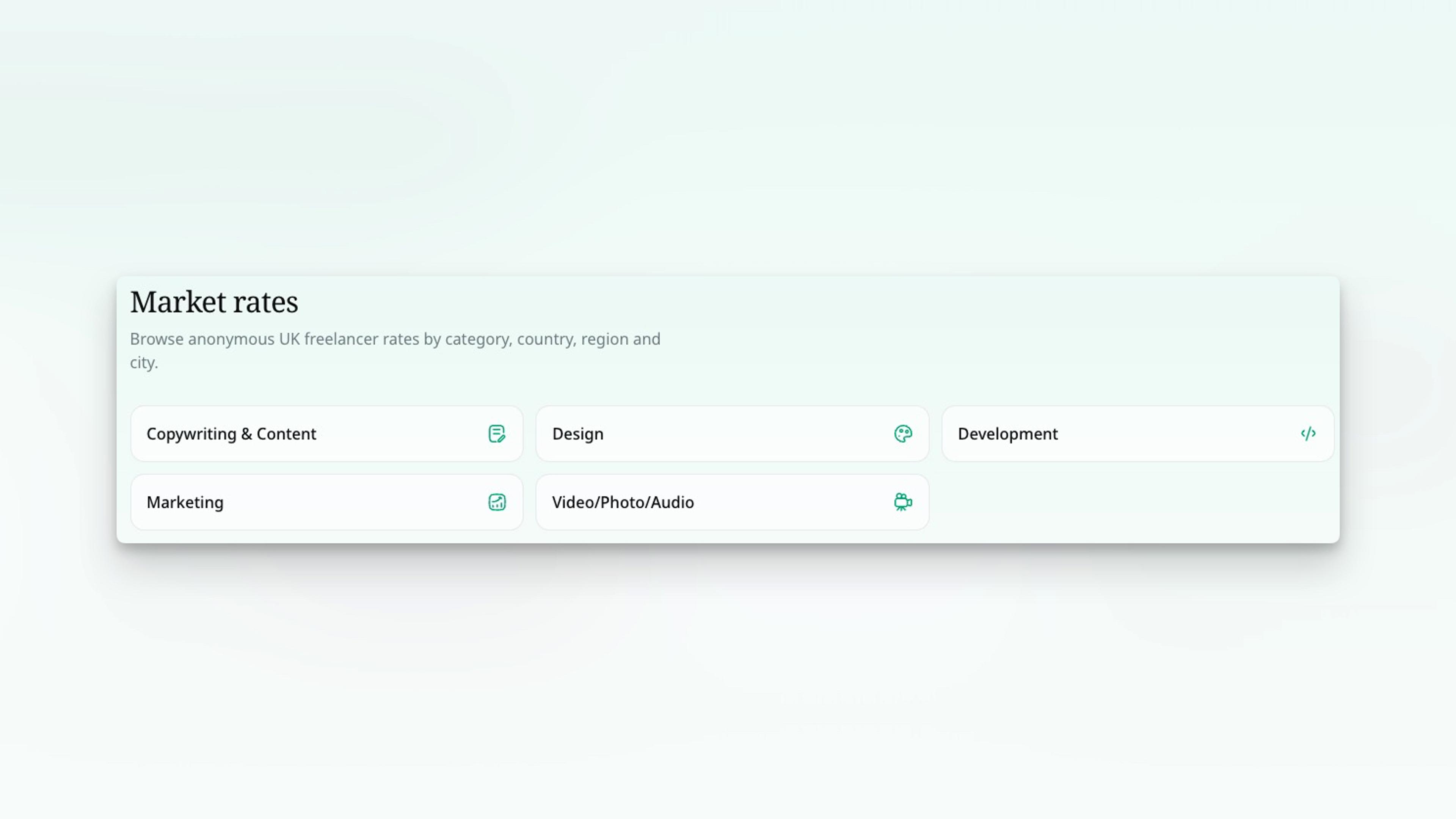 RateMate market rates selector