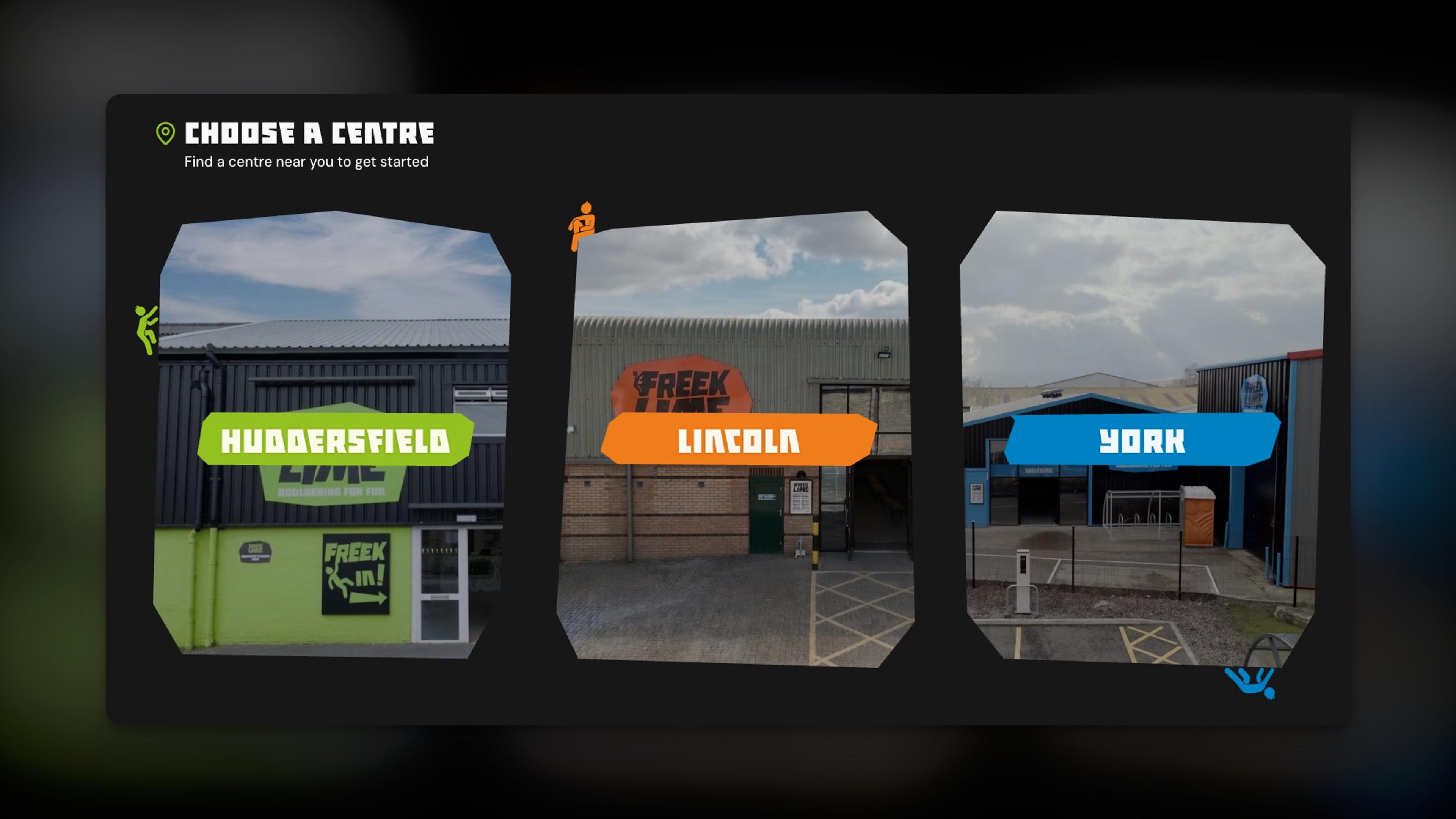 Freeklime's landing page location selector
