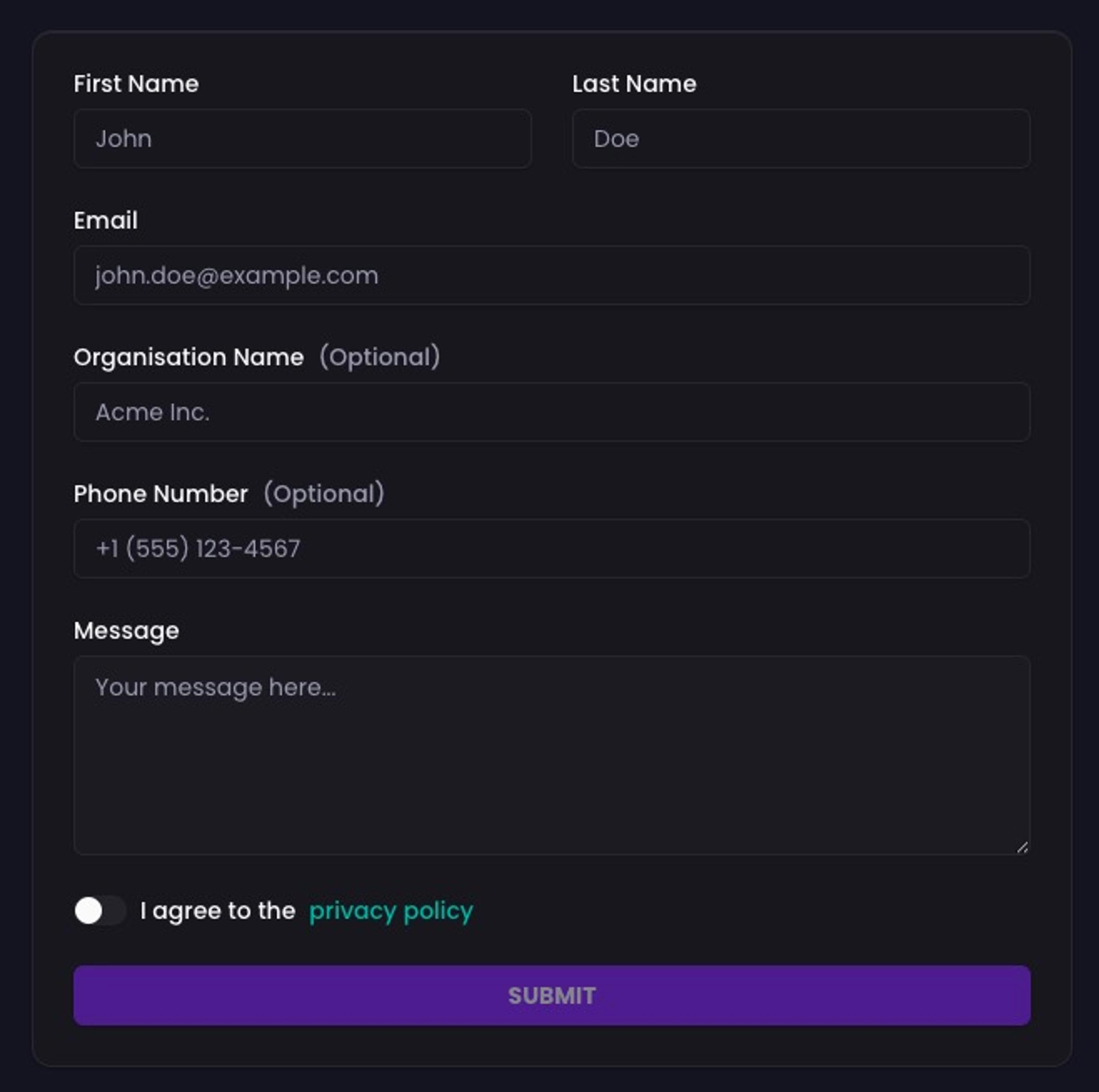 The Learning Lab's Contact Form