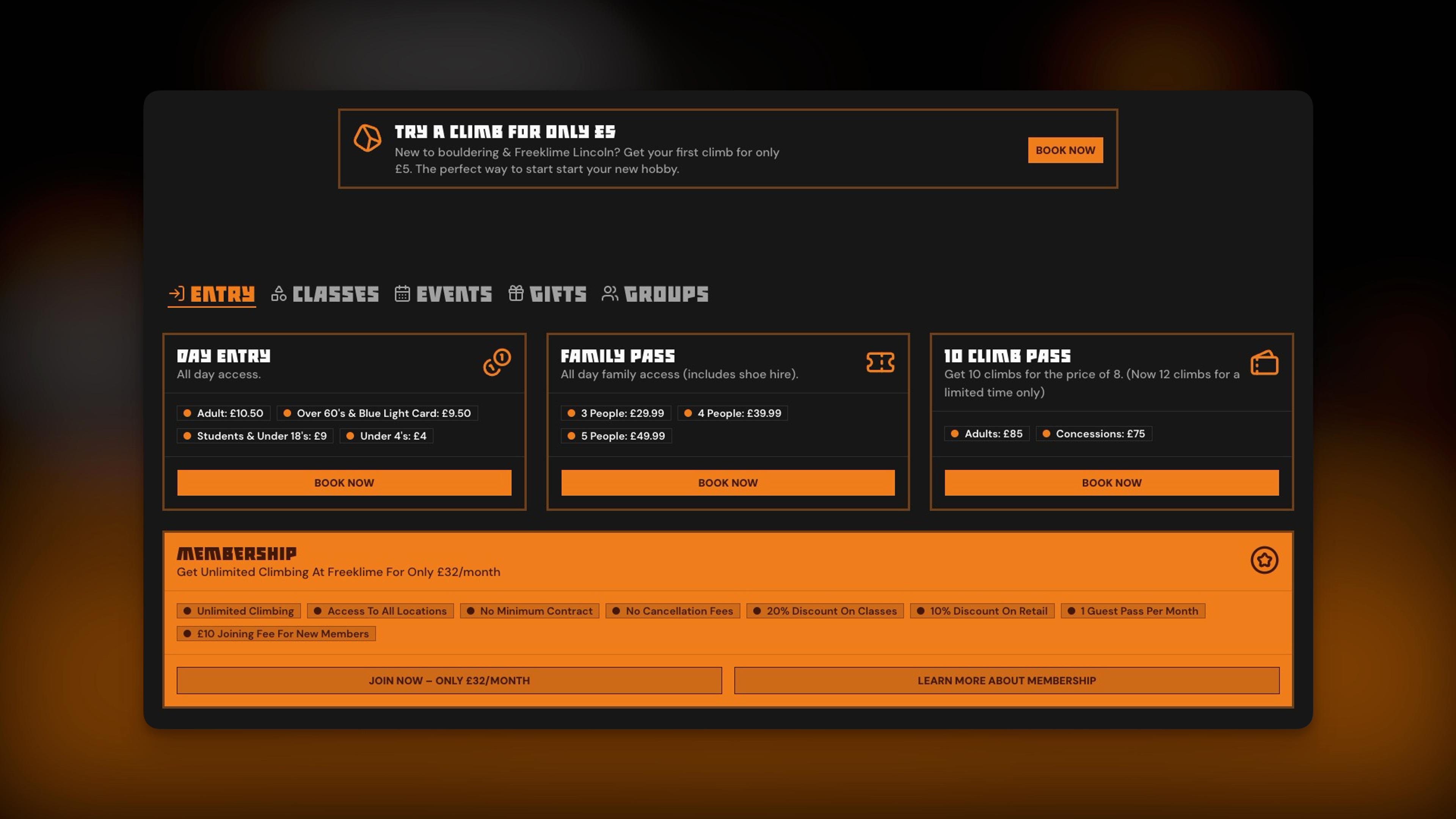 Freeklime Lincoln's booking section