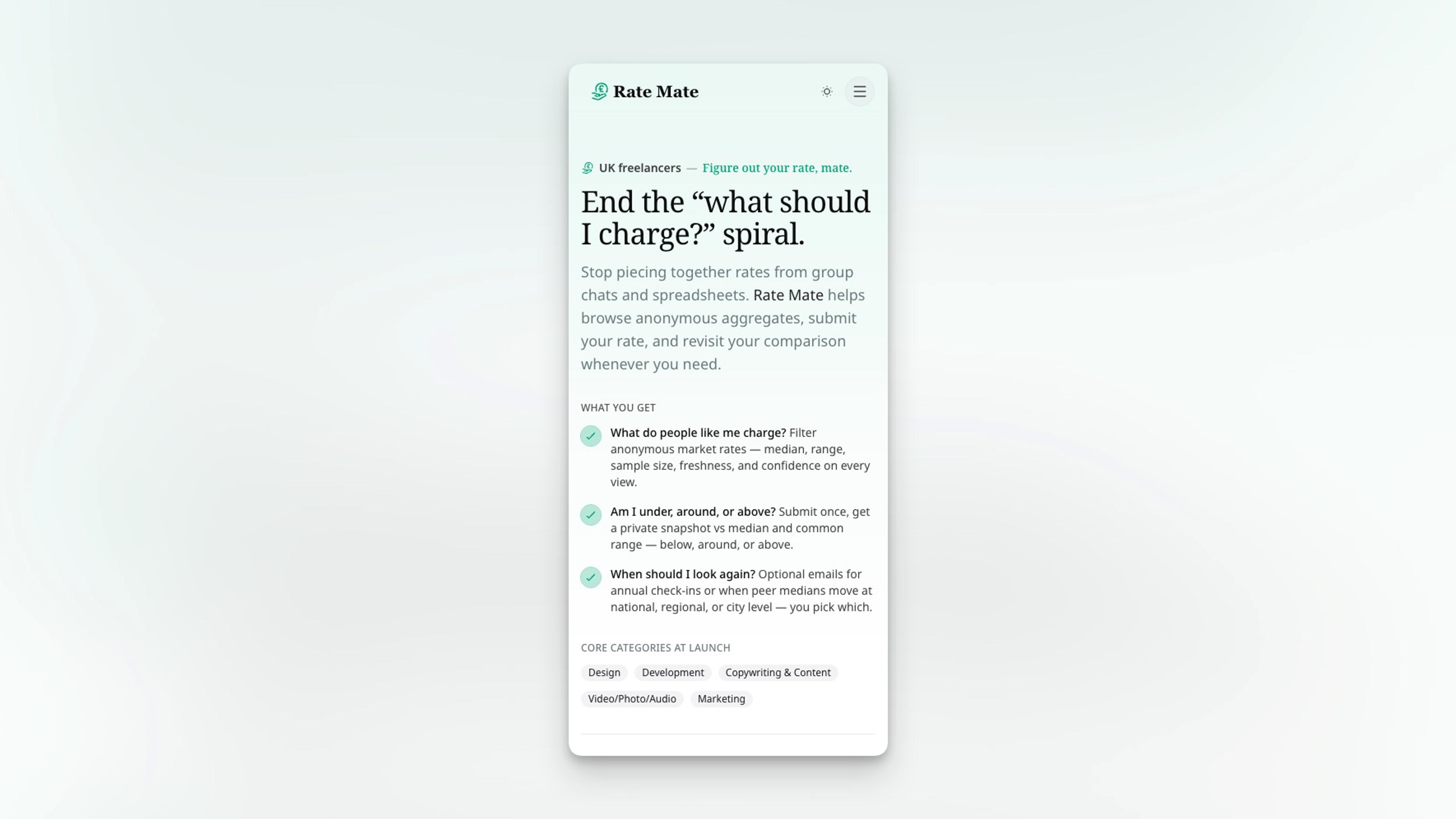 RateMate's Homepage On Mobile