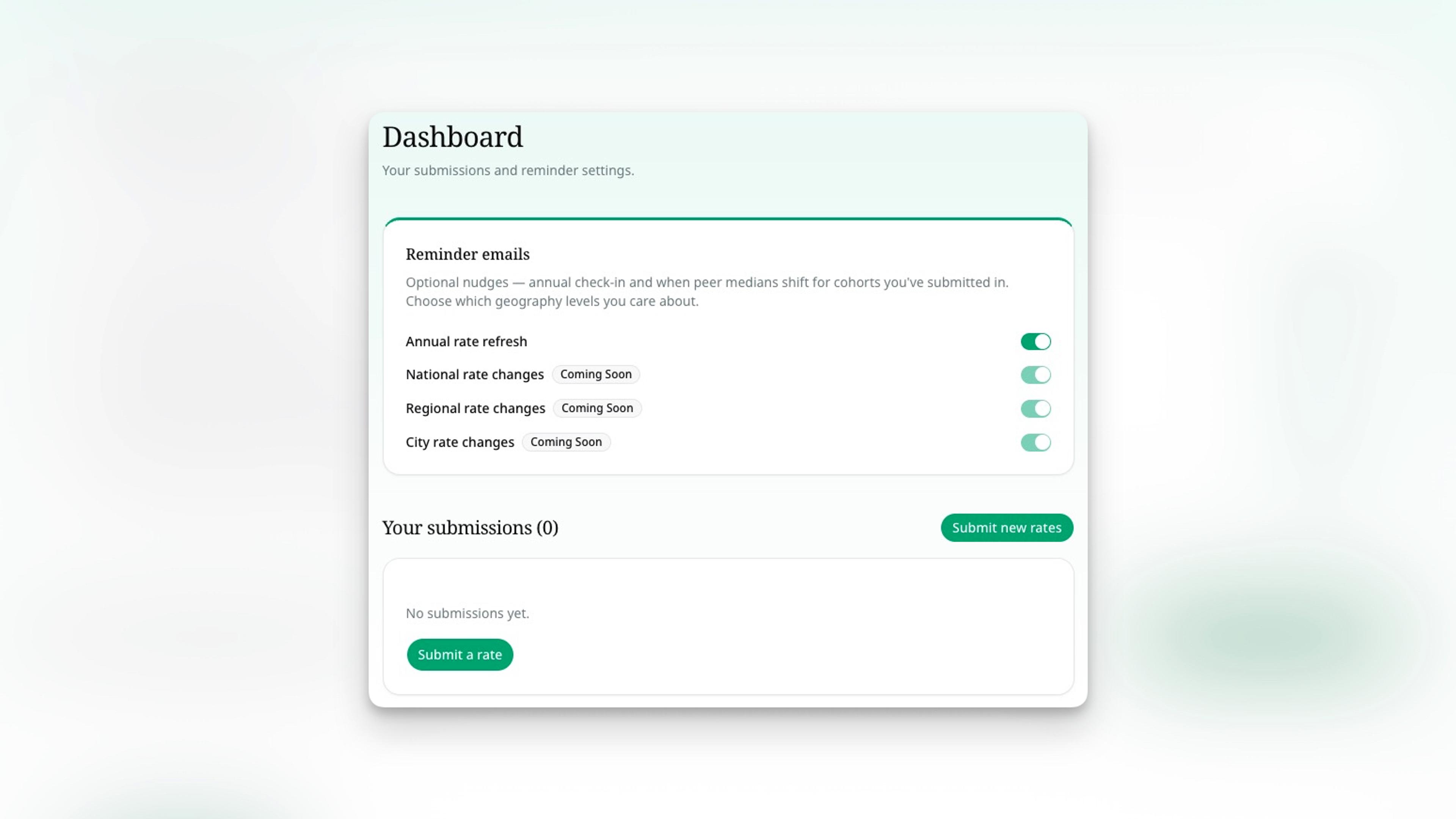 Rate Mate User Dashboard
