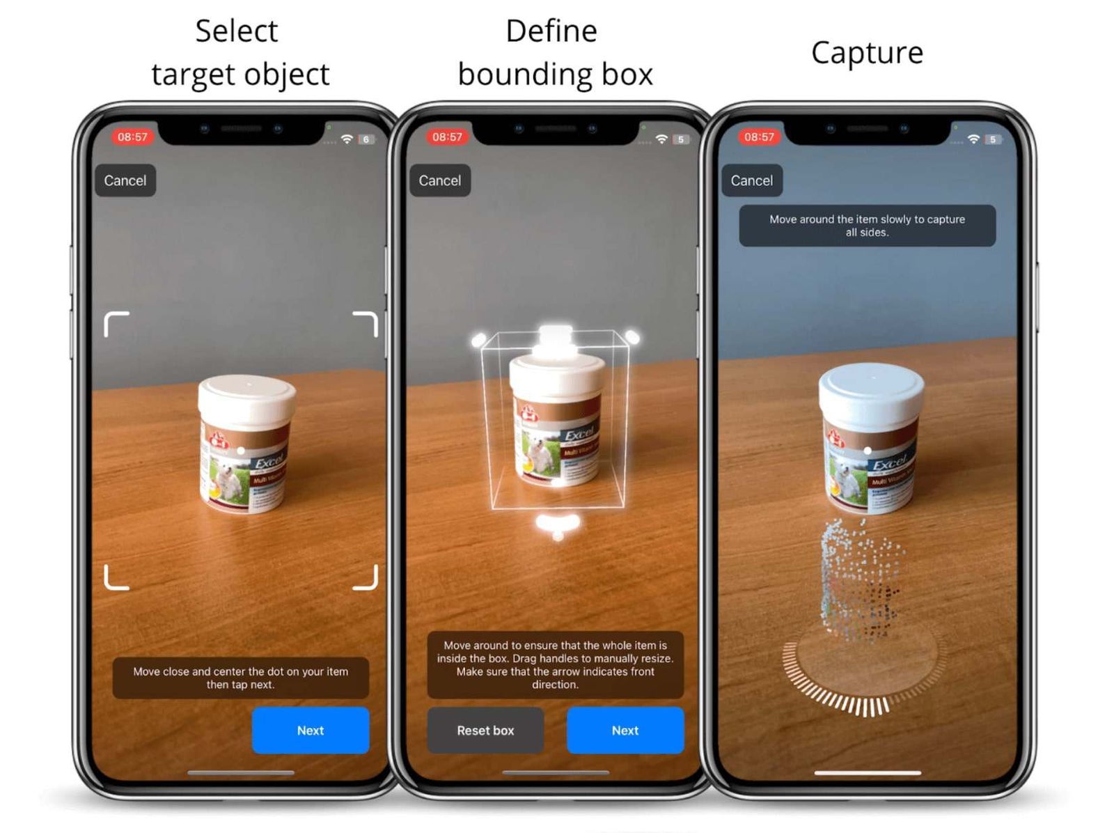 Process of 3D object capturing on iOS