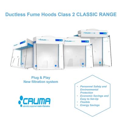 Banner image showing CRUMA ductless fume hoods from the Class 2 classic range
