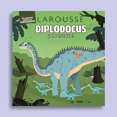 La portada del libro de Larousse "Diplodocus ¡al rescate!"