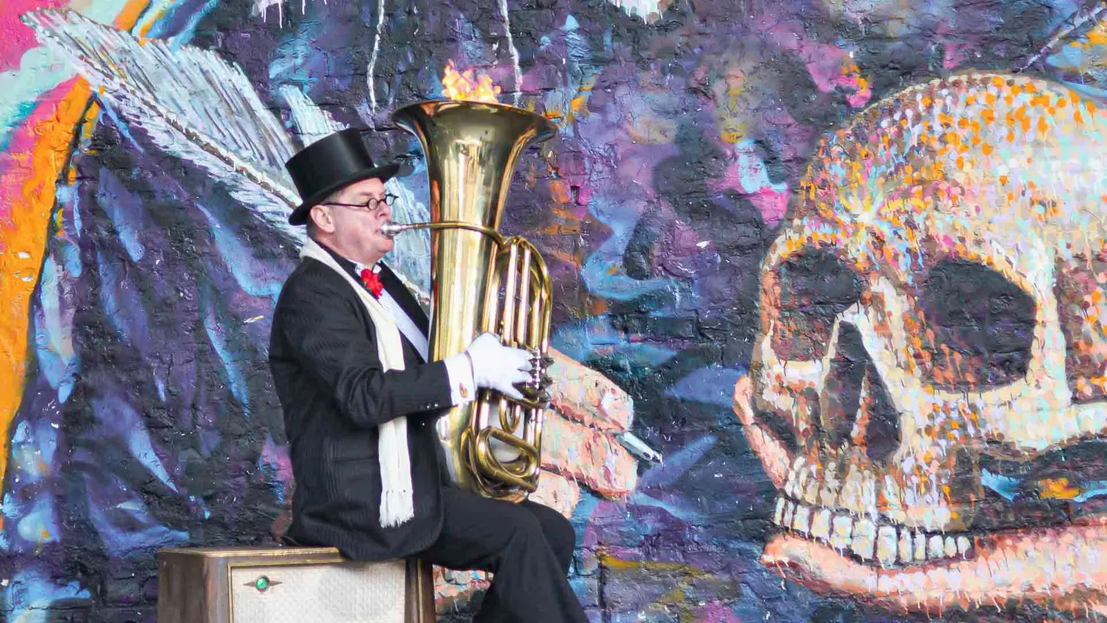 Couldn't find a decent photo of Harold, sadly. Here's a guy playing a tuba that has fire coming out of his bell instead. You're welcome.