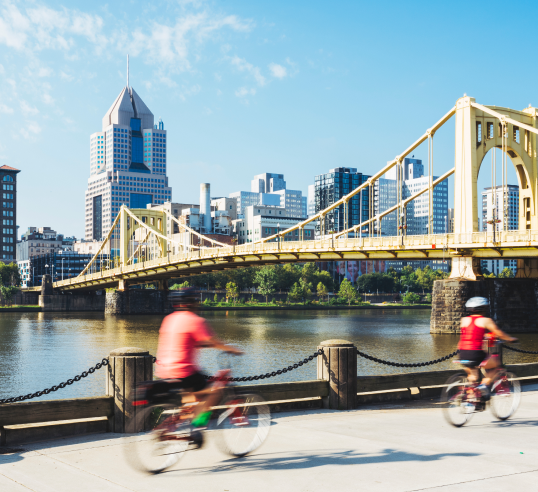 Biking in Downtown Pittsburgh