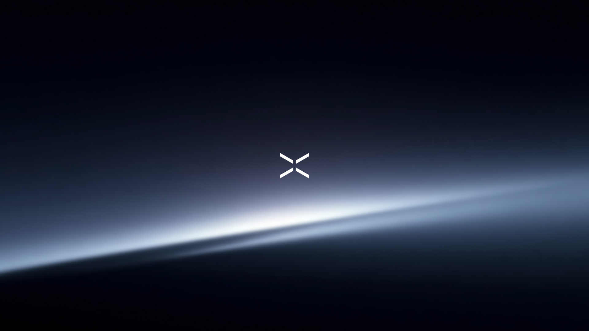 Lightfield mark above a glowing horizon against a dark blue background