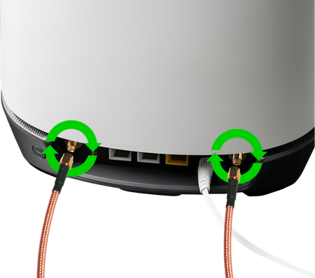 SMA adapters connected to the Orbi 5G