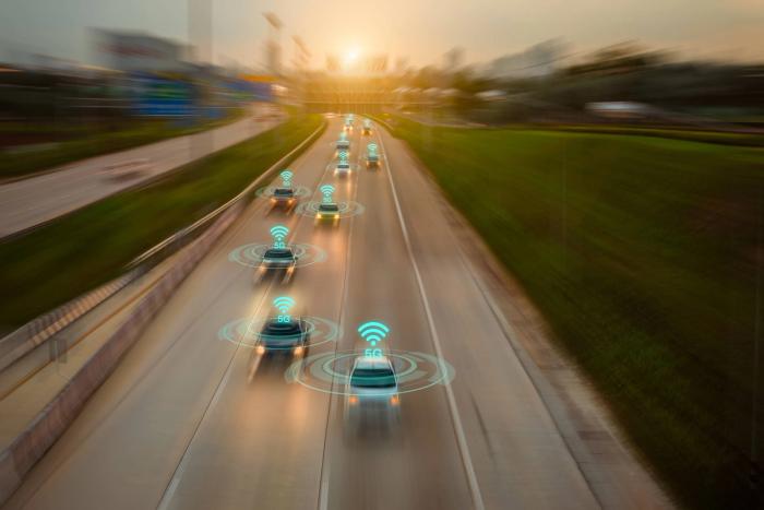 Cars with 5g signals on the roof