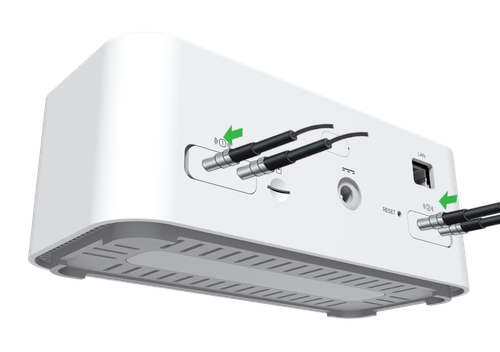 TS9 adapters connected to the Inseego FX2000