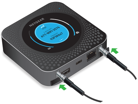 TS9 adapters connected to the Nighthawk M1 MR1100