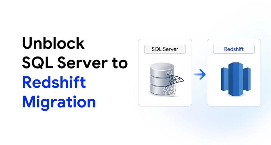 SQL Server to AWS Redshift migration architecture showing source objects, 3X accelerators, target deliverables, and 8-day timeline.