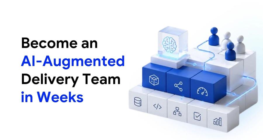 AI-augmented delivery adoption framework for a 60-person fintech data team across six workstreams and five deployed accelerators.