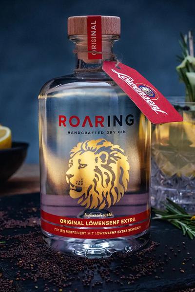 Löwensenf - Dry Senf Gin mit Kräutern, goldenes Etikett