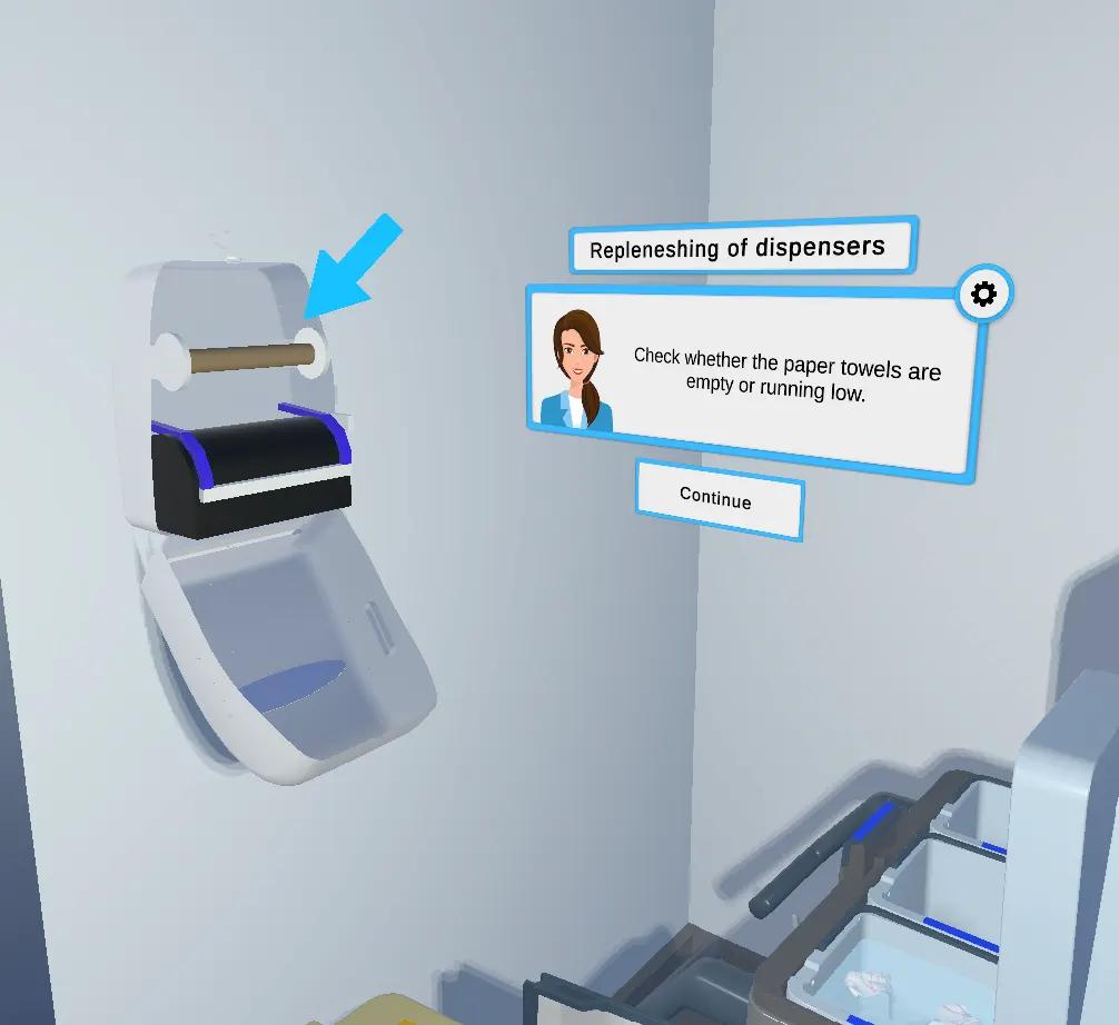 VR-oefening dispenser bijvullen